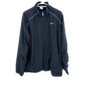 Nike Jacket Mens XL Black Embroidered Swoosh Logo Dri Fit Full Zip